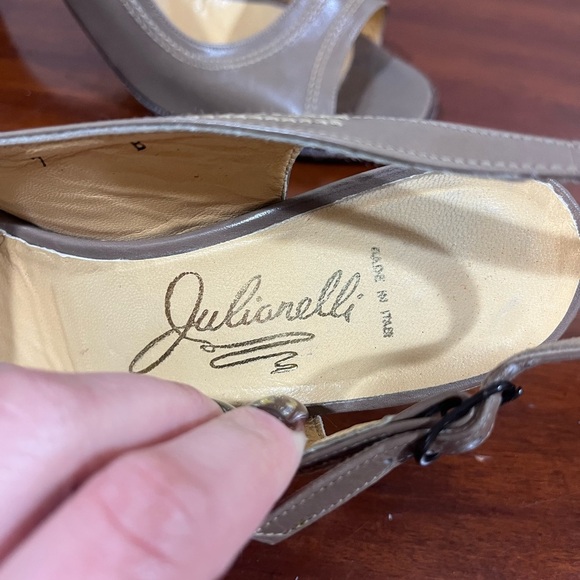 Vintage Julianelli Square Toe Leather Sling-back Heels - Picture 5 of 9